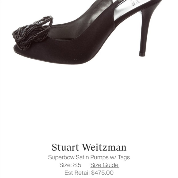 NWT Stuart Weizman 4” black satin heels w/flower. Superbow Satin Pumps w/ Tags - Picture 13 of 13
